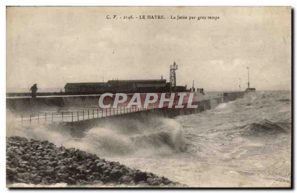 Le Havre - A doca em tempo de tempestade — C.P. 2146 — Editor G. F. - Frente
