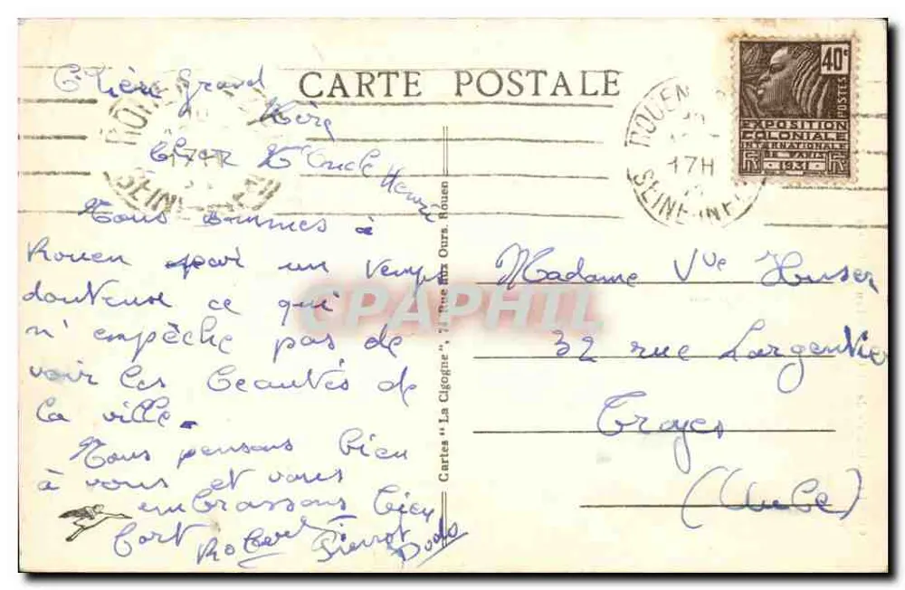 Die Kathedrale von ROUEN — Buttertürme — Details des Gipfels — Karten "La Cigogne", n°64 - Rückseite