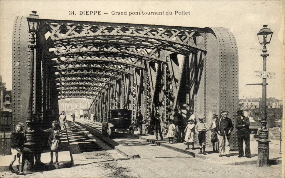 Dieppe — Grande ponte giratória do Pollet — Editor E. Bricard, n°34 - Frente