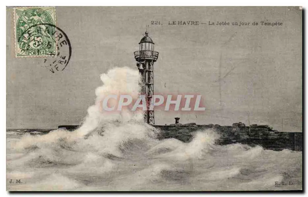Le Havre — Die Mole an einem Sturmtag — E. L. D. - Vorderseite