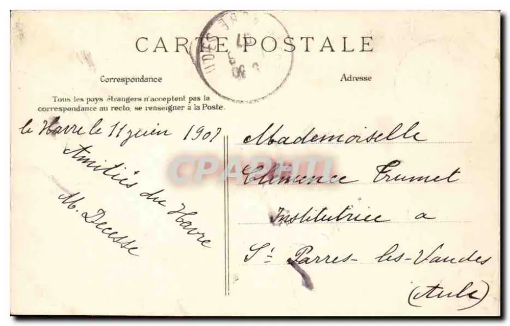 Le Havre — Die Mole an einem Sturmtag — E. L. D. - Rückseite