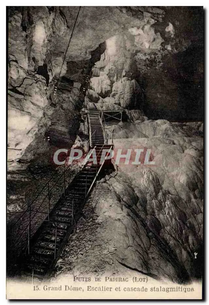 Padirac-Quelle (Lot) — Großer Dom, Treppen und Stalaktiten-Wasserfall — Nr. 15 - Vorderseite