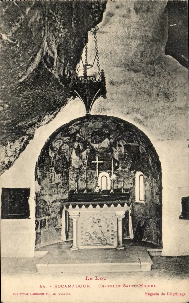 Rocamadour - Capela de São Miguel — editor Fototipia Labouche, Toulouse, n° 54 - Frente
