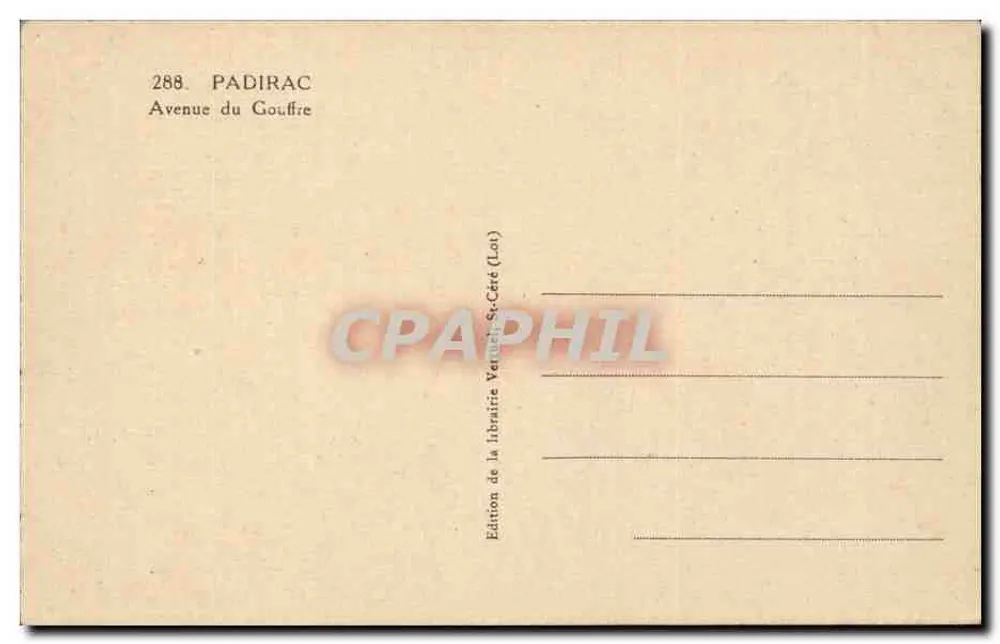 Padirac - Avenida do Abismo — editor St-Céré (Lot) - Verso