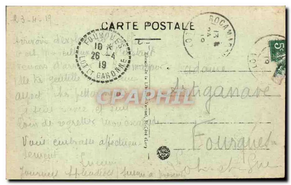 Padirac (Lot) — O Lago Suspensa — editor desconhecido, n° 305 - Verso