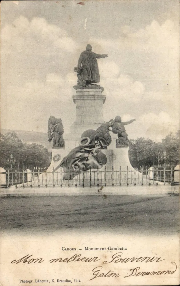 Cahors — Monumento Gambetta — E. Dreuilhe, editor - Frente