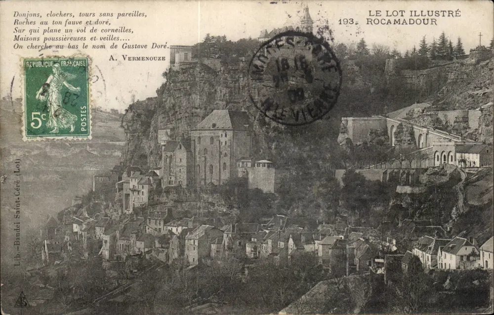 Rocamadour — vista panorâmica do vilarejo e do castelo — LE LOT ILLUSTRÉ - Frente