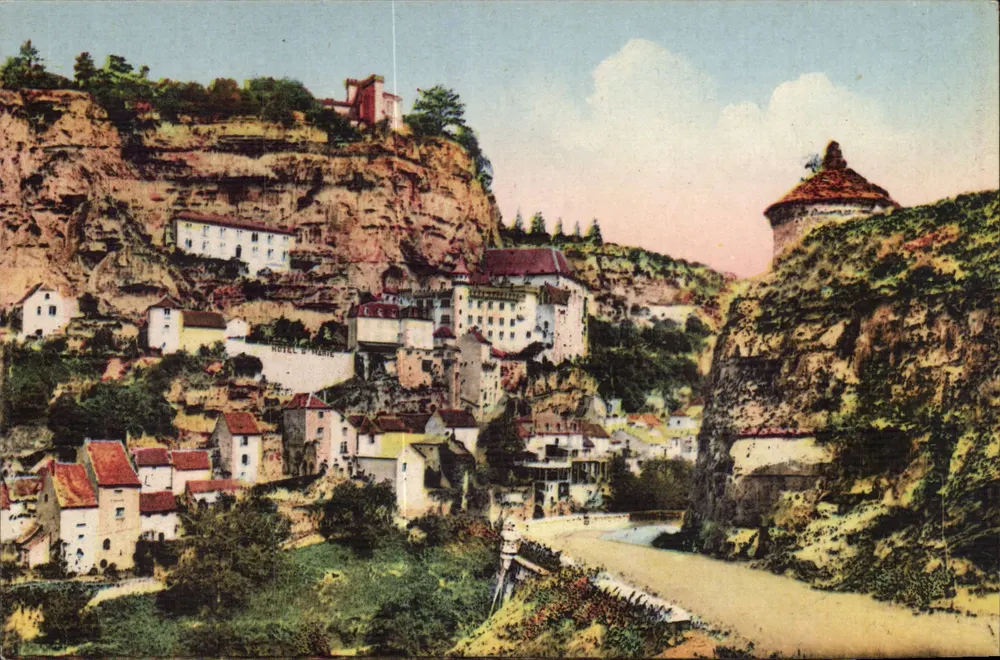 Der Felsen, Rocamadour — Ansicht von der Straße nach Cahors — Cie des Arts Photomécaniques, Paris - Vorderseite