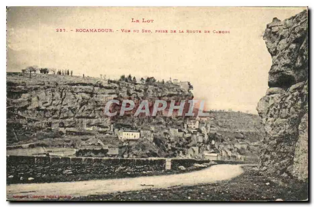 Rocamadour — Aussicht von Süden, vom Weg nach Canors — Verlag: Navigant, Cabaret Frères, Toulouse - Vorderseite