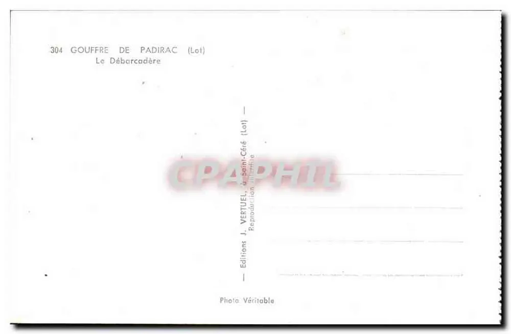 Gruta de Padirac — O Desembarque — Edições J. Vertuel (Lot) - Verso
