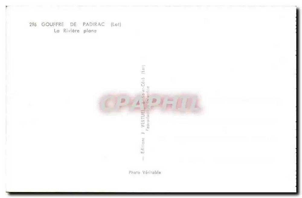 Gruta de Padirac — A Rio Plana — Edições J. Vertuèle (Lot) - Verso