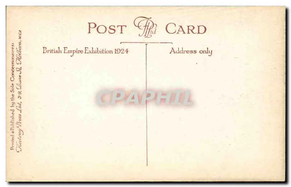 British Empire Exhibition — Luftbild — veröffentlicht von Sole Concessions, 1924 - Rückseite
