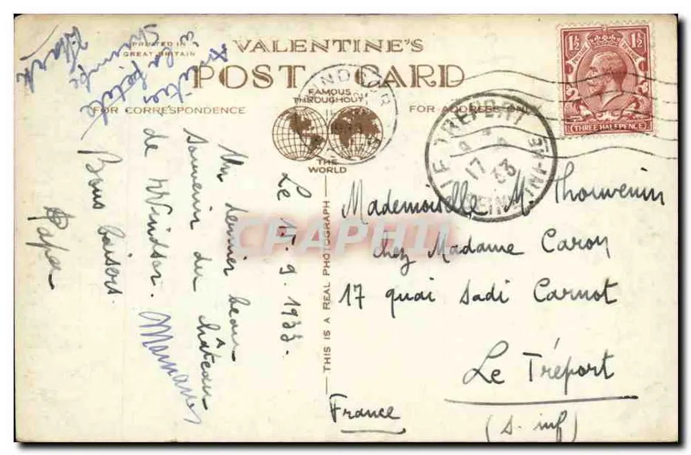 Castillo de Windsor — vista compuesta — Valentine's Post Card - Reverso