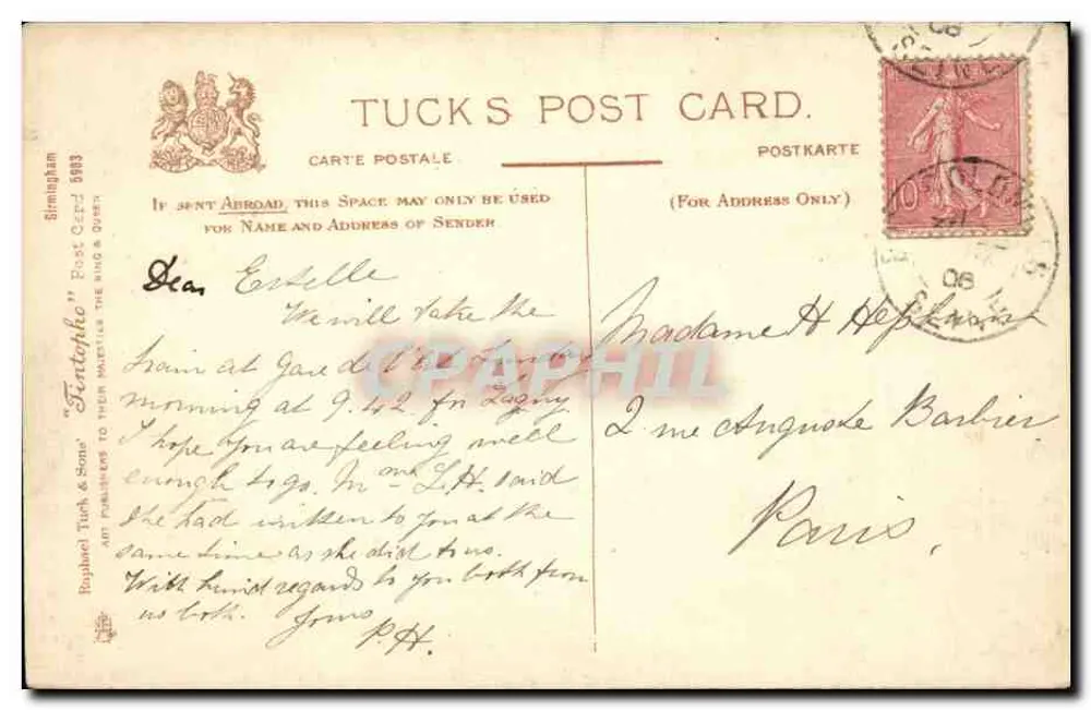 Birmingham - Statue der Königin Victoria — Tuck's Post Card - Rückseite