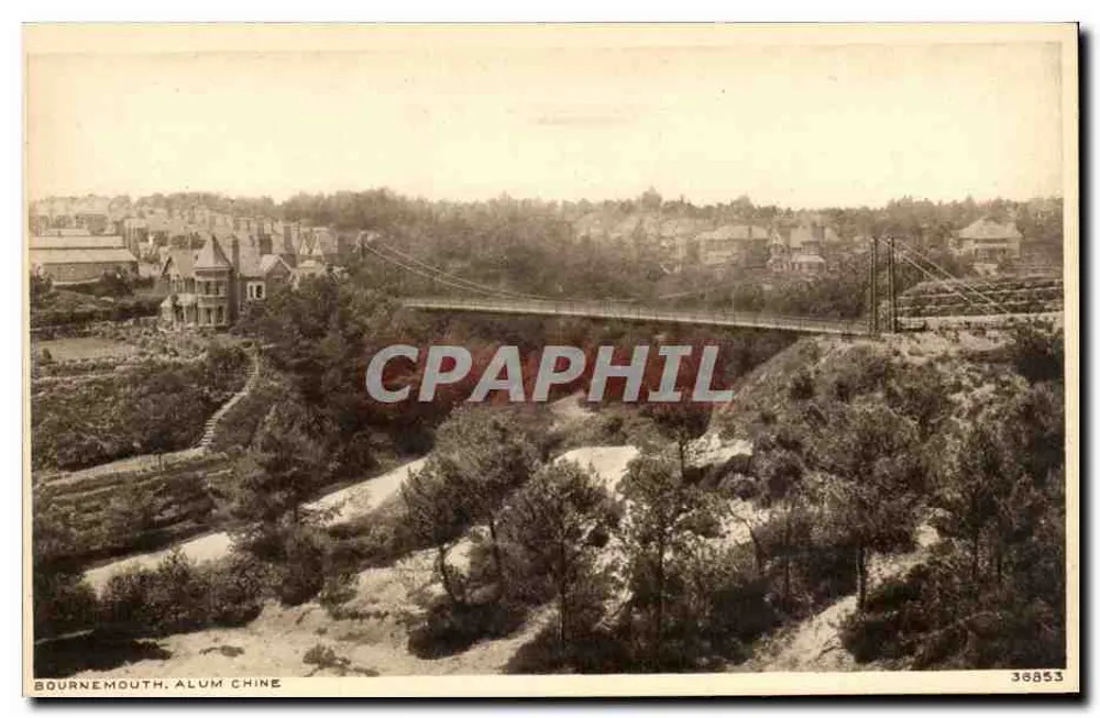 Bournemouth, Alum Chine — Panoramablick mit Hängebrücke — Photochrom Wells Ltd. n°36853 - Vorderseite