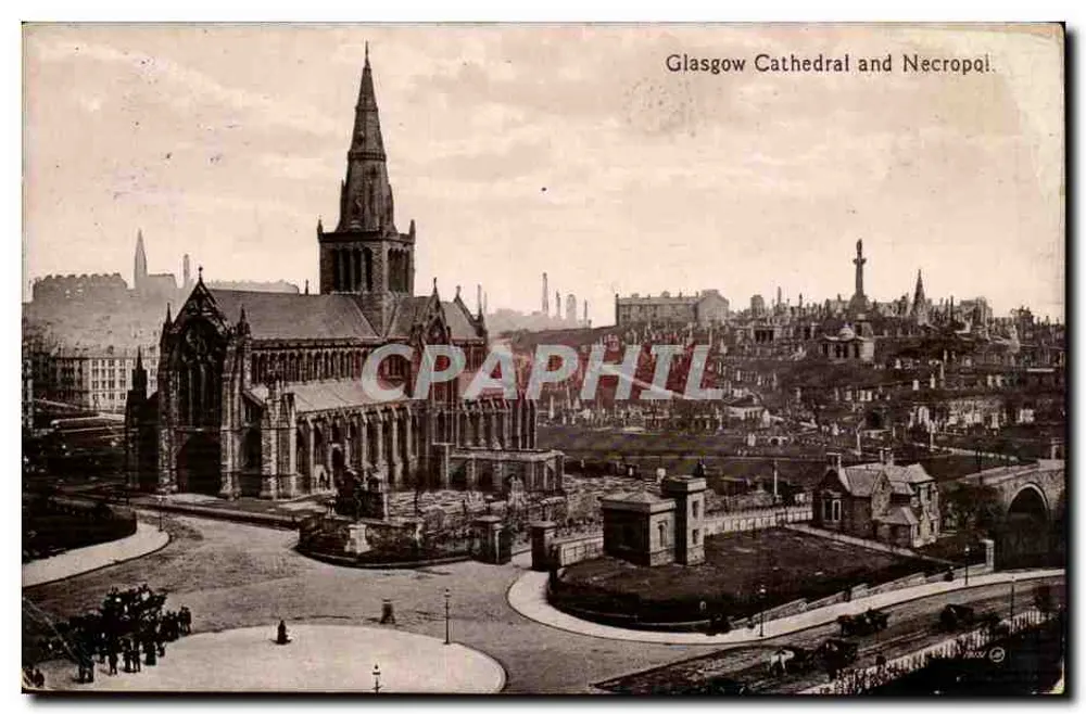 Glasgow Cathedral und Necropolis — Panoramablick — Verlag nicht identifiziert, Seriennummer nicht sichtbar - Vorderseite