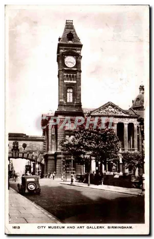 City Museum and Art Gallery, Birmingham — Ansicht des Gebäudes mit seiner Turmspitze — Verlag Richter, Nr. 1613 - Vorderseite