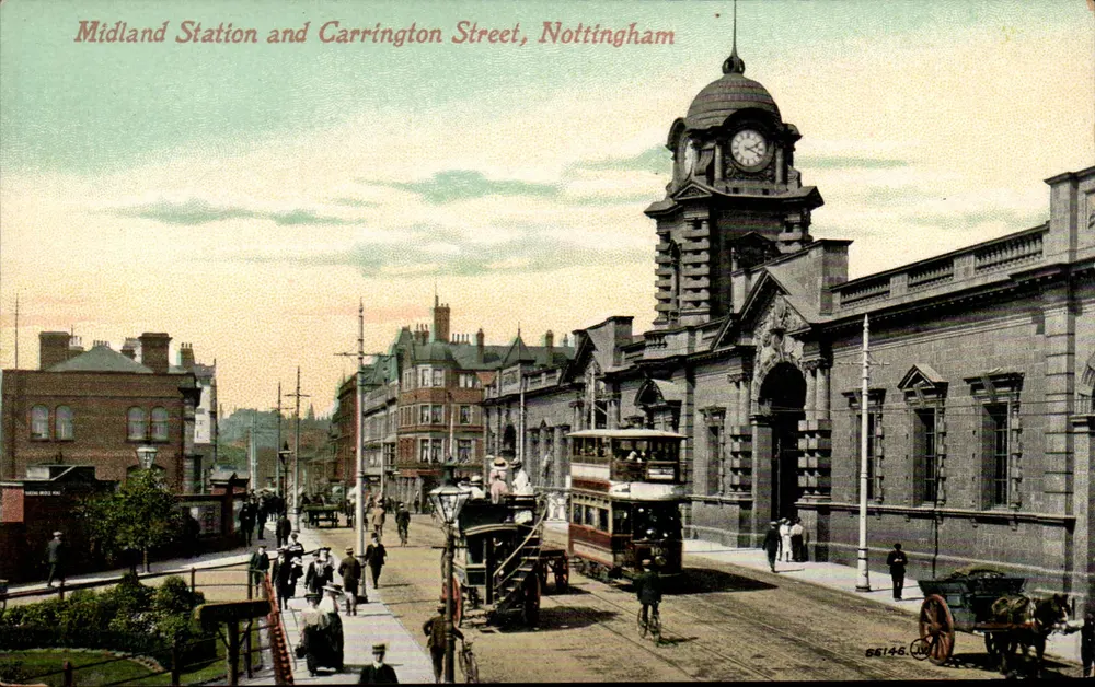 Midland Station und Carrington Street, Nottingham — Valentine's Series n°66145 - Vorderseite