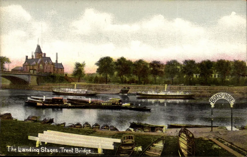 Die Landungsstätten, Trent Bridge — Ansicht des Flusses mit Booten und Brücke — n° 89028 - Vorderseite