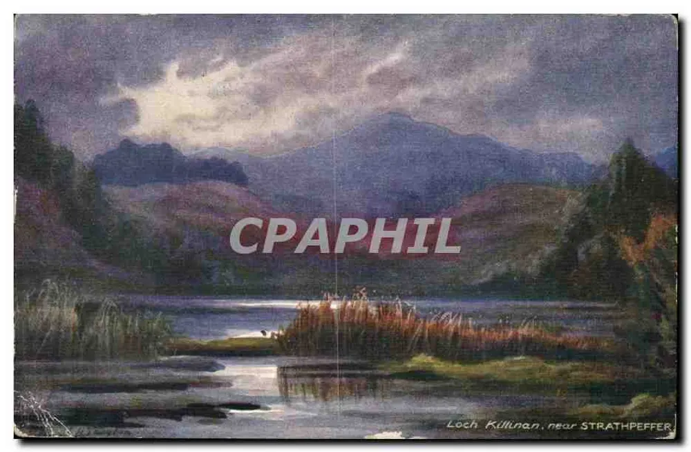 Antike Ansichtskarte Loch Killinan, in der Nähe von Strathpeffer — Seenlandschaft mit Bergen — Tuck's Post Card, n° 7972 - Vorderseite