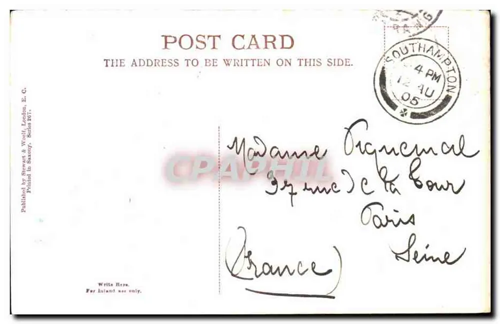 High Street — Southampton — Verlag: Stewart & Woolf, London - Rückseite