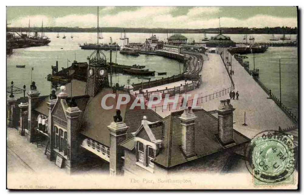 Le Pier, Southampton — Ansicht des Hafens mit Kai und Booten — W. H. H. James, 304 - Vorderseite