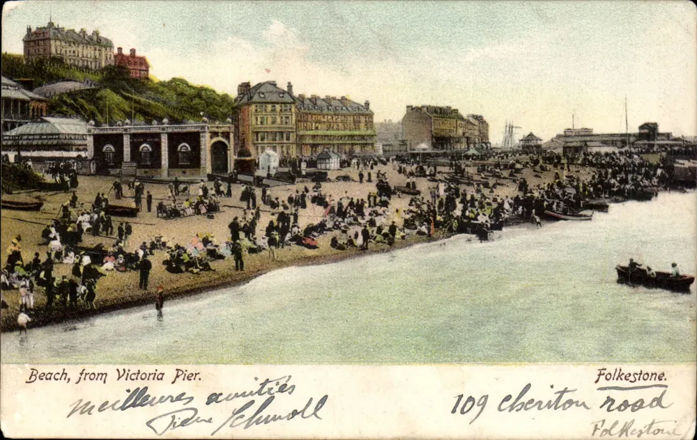 Strand, Aussicht von der Victoria-Brücke — Folkestone — Serie Woodbury n°2152 - Vorderseite