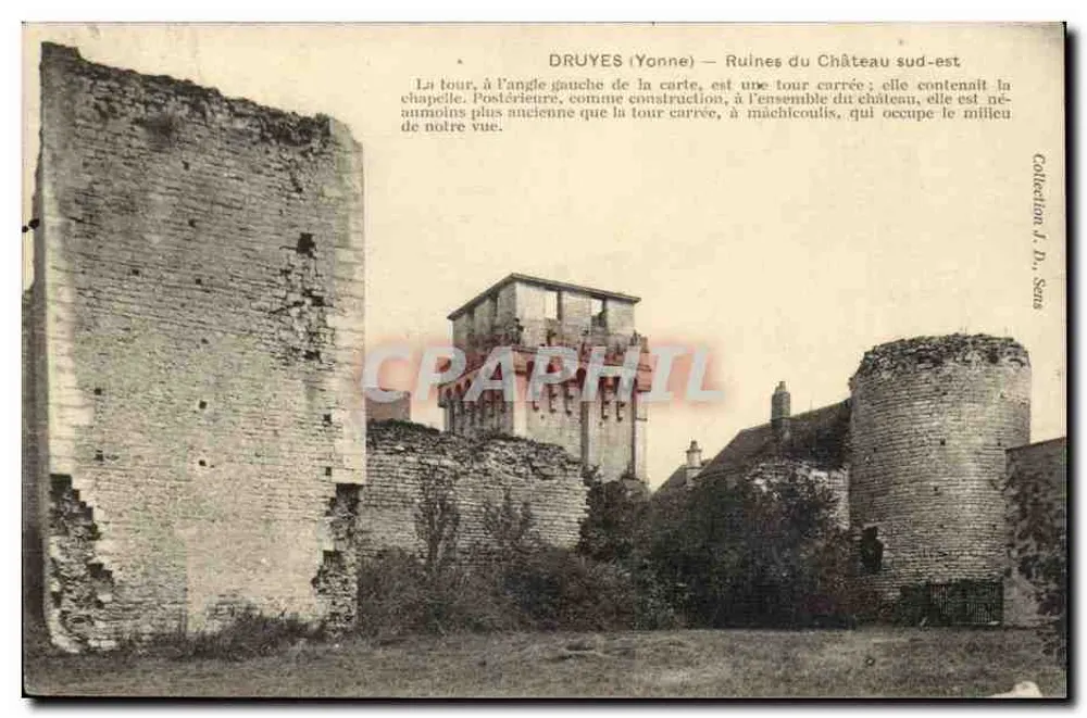 Druyes (Yonne) — Ruinen des Südostschlosses — Sammlung J. D. Sens - Vorderseite