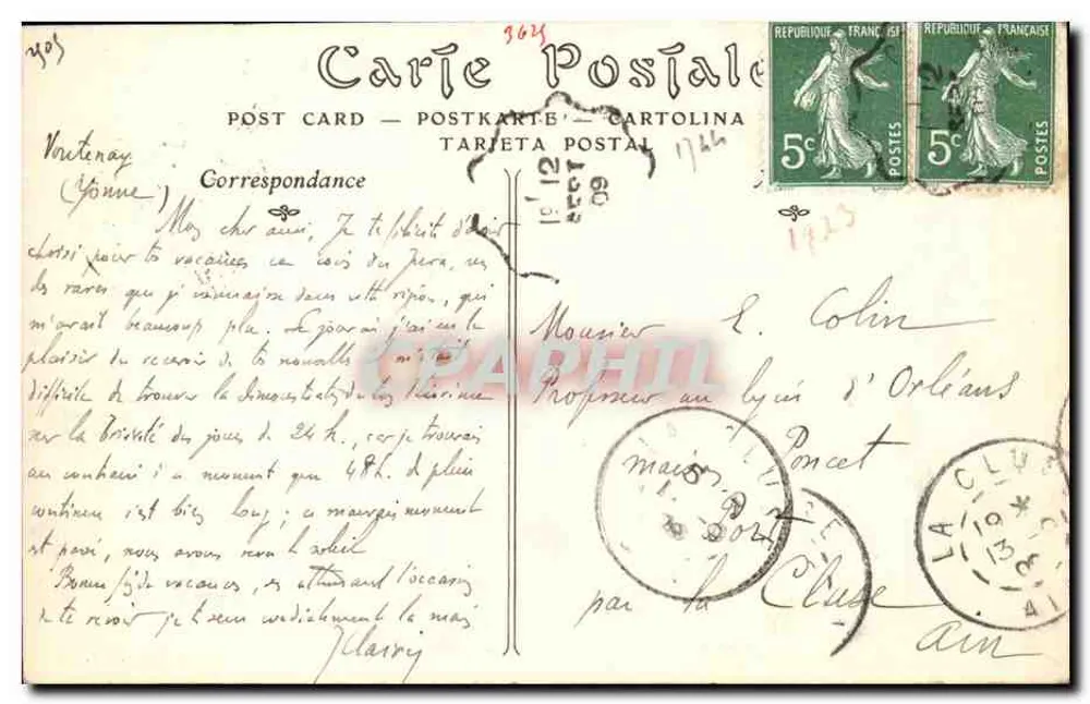Arcy-sur-Cure — Os Dois Pontes — editor desconhecido, n° 52 - Verso