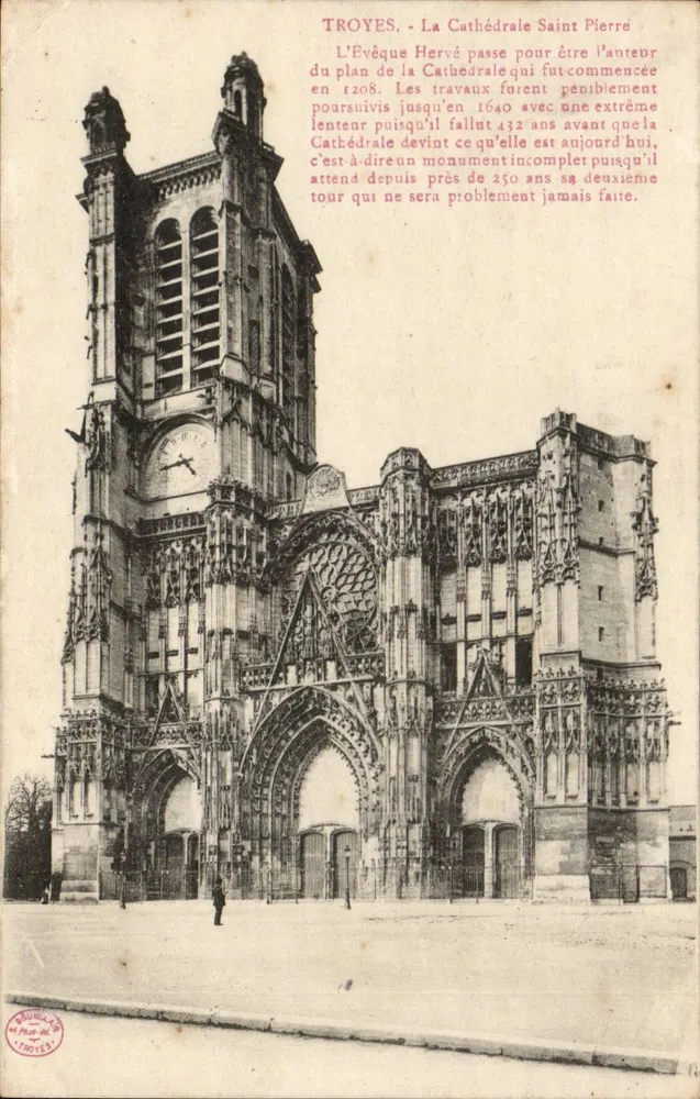 Troyes - A Catedral São Pedro — editor Baudouin, número de série não visível - Frente