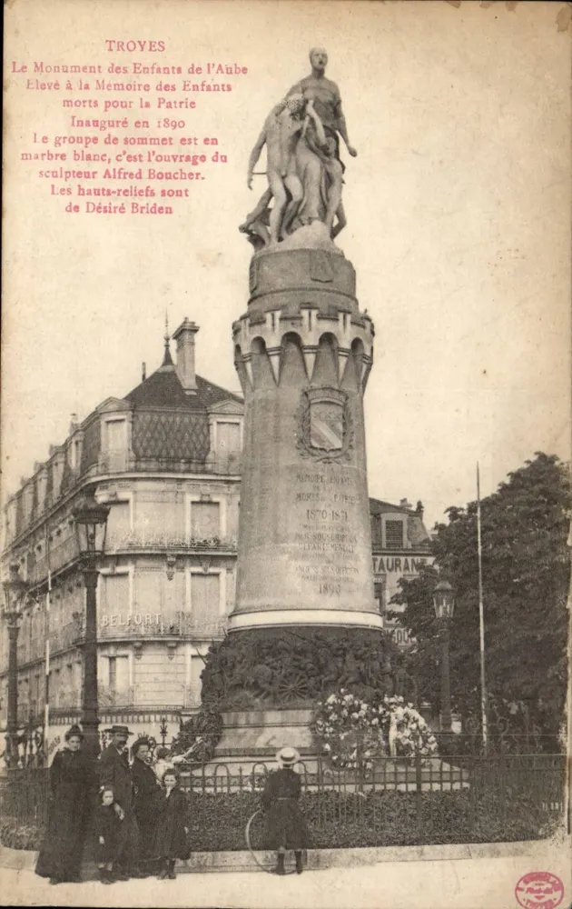 Troyes — Denkmal der Kinder der Aube — Verlag Belfort, Nr. 1006 - Vorderseite