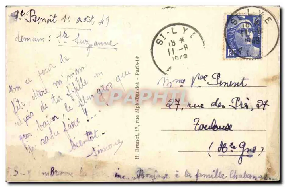 Saint-Benoît-sur-Seine (Aube) — Estrada de Mergey — Gillot, editor - Verso