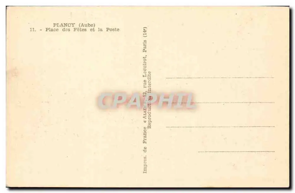 Plançay (Aube) — Place des Fêtes e a Poste — Alain - Verso