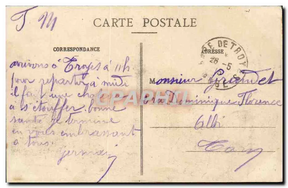 Troyes — Das Lycée (Temporäres Krankenhaus) — Sammlung T. G. — Nr. 36 - Rückseite
