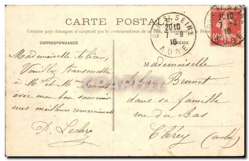 Bar-sur-Seine — Rue Gambetta — Cliché A. Pèrry, Jules Doussot, editor - Verso
