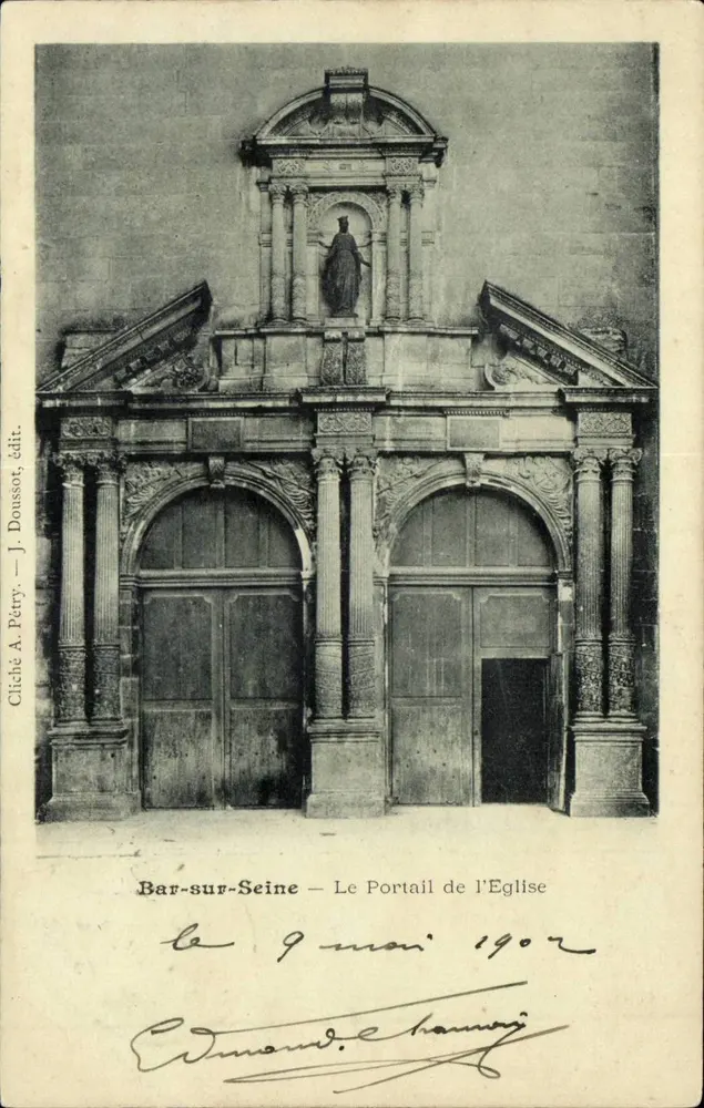 Bar-sur-Seine — Ansicht des Kirchentors — J. Pétory, Verlag Nr. 1902 - Vorderseite