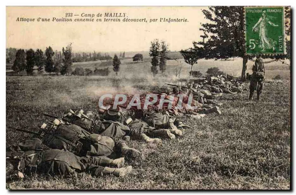 Lager MAILLY — Angriff auf eine feindliche Position auf offener Fläche, durch Infanterie — Verlag nicht sichtbar, Nr. 233 - Vorderseite