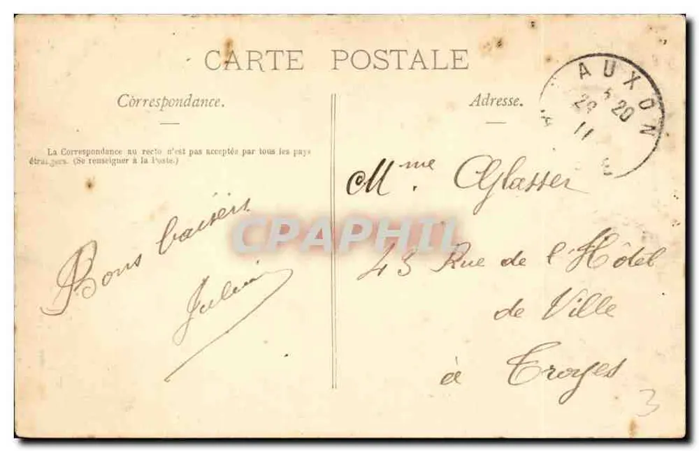 Auxon - Portal da Igreja — Magnier, editor, n° 1001 - Verso