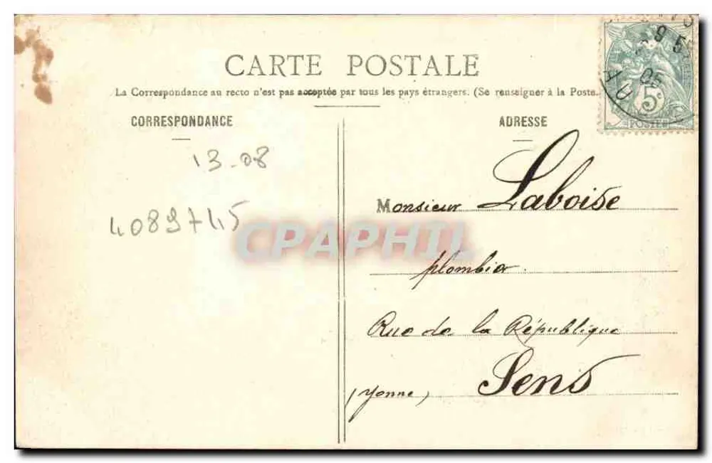 Estissac (Aube) - A Halle — Coll. Vivargent - Verso