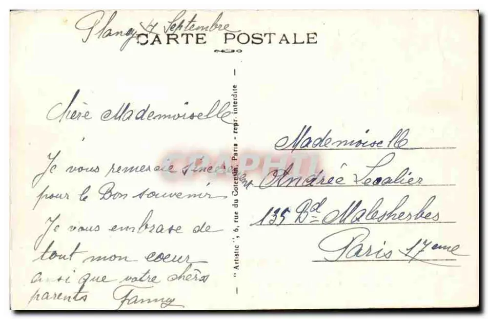 Los Parterres del Castillo — Plancy — Petit, edición 12 30 - Reverso