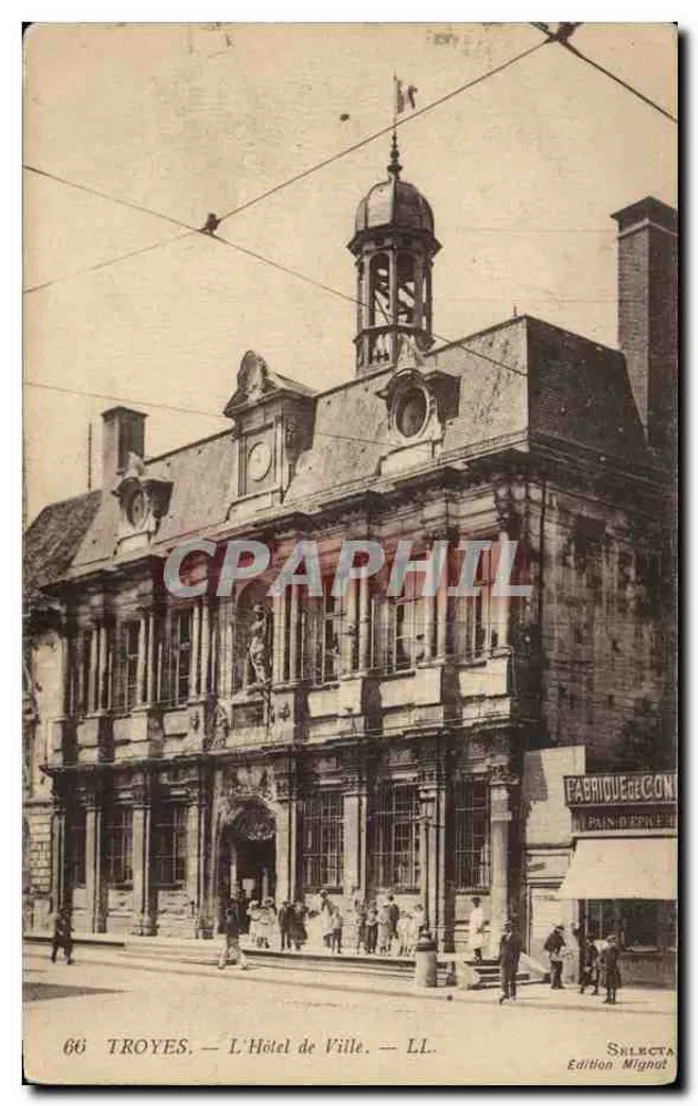 Troyes — O Hotel de Ville — Edição Mignot, n° 66 - Frente
