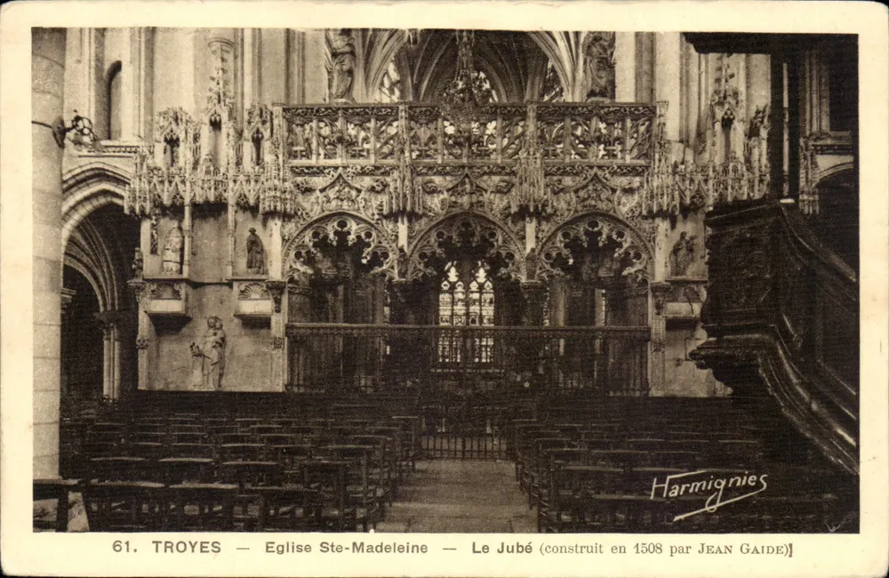 Troyes — Kirche Saint-Madeleine — Der Jubé (gebaut 1508 von Jean Gaide) - Vorderseite