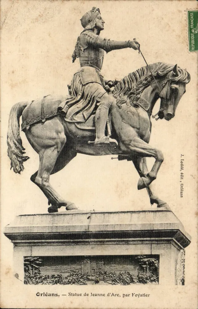 Orléans — Estátua de Joana d'Arc, por Foyatier — J. Lodde, edição, Orléans - Frente