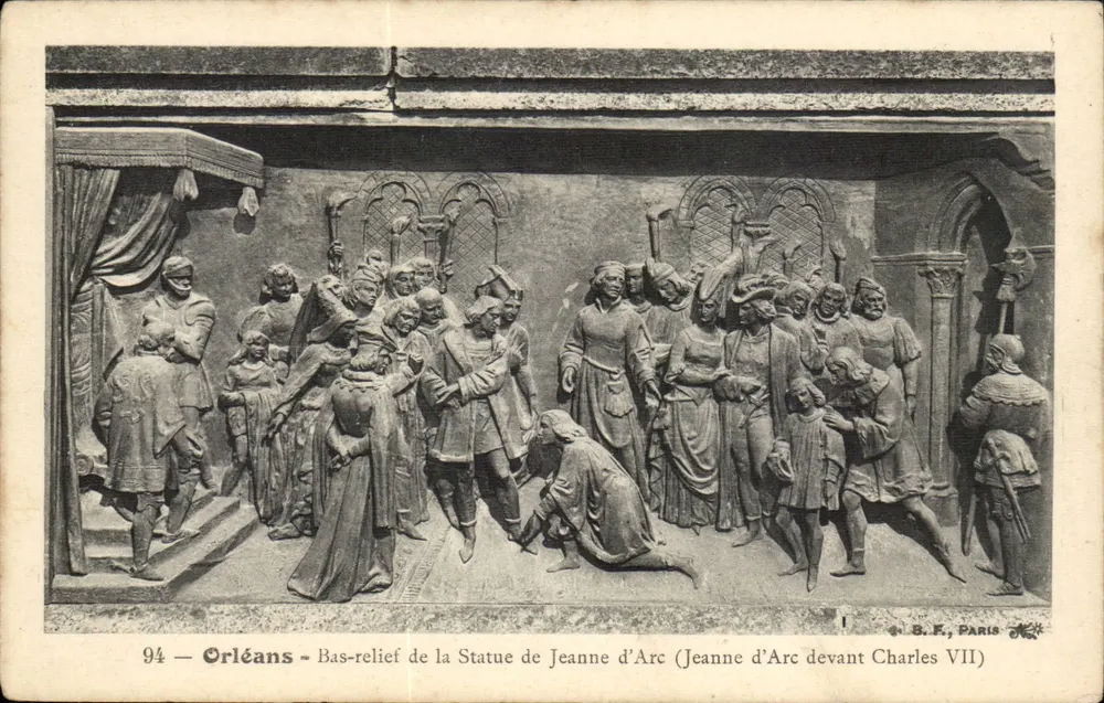 Orléans — Bas-relief da Estátua de Joana d'Arc (Joana d'Arc diante de Carlos VII) — B.F. Paris n°94 - Frente