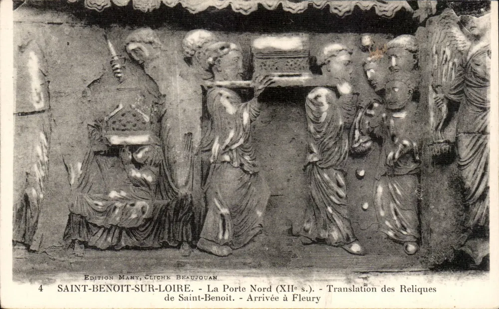 Saint-Benoît-sur-Loire — Nordtor (12. Jahrhundert) — Übersetzung der Reliquien des heiligen Benoît — Ankunft in Fleury — Edition Mary, photographie Beaujouan - Vorderseite