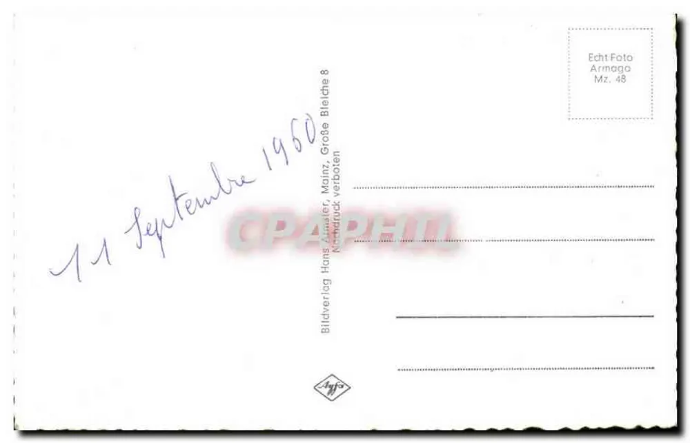 Mainz/Rh.-Ludwigstraße com Catedral — Bildverlag Armago, série Mz. 48 - Verso