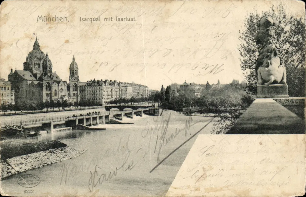 Munique. Isarquai mit Isarlust. — Editor: Verlag von J. P. K. Pressen, n° 6242 - Frente
