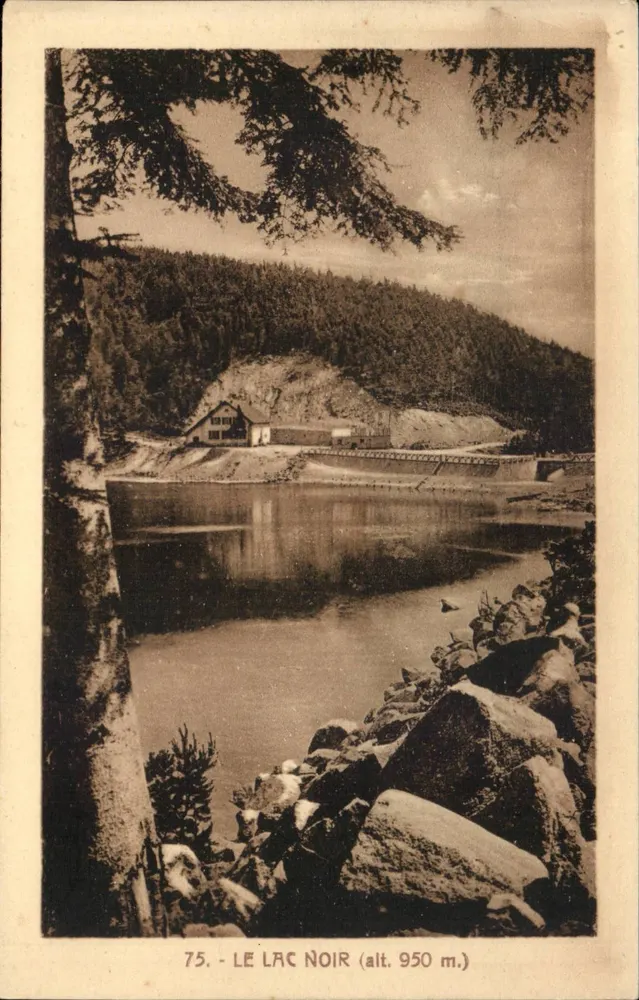 काला झील (ऊंचाई 950 मीटर) — झील और बर्ड बर्ड की दृष्टि, छापकर्ता अज्ञात, संख्या 75 - आगे