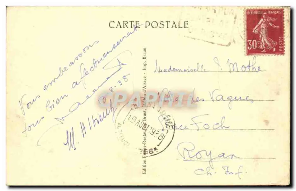 Der Ballon d'Alsace (Höhe 1258 m.) — Aussicht über das Tal der Savoureuse — Postale Edition, Brust, Elsass - Rückseite