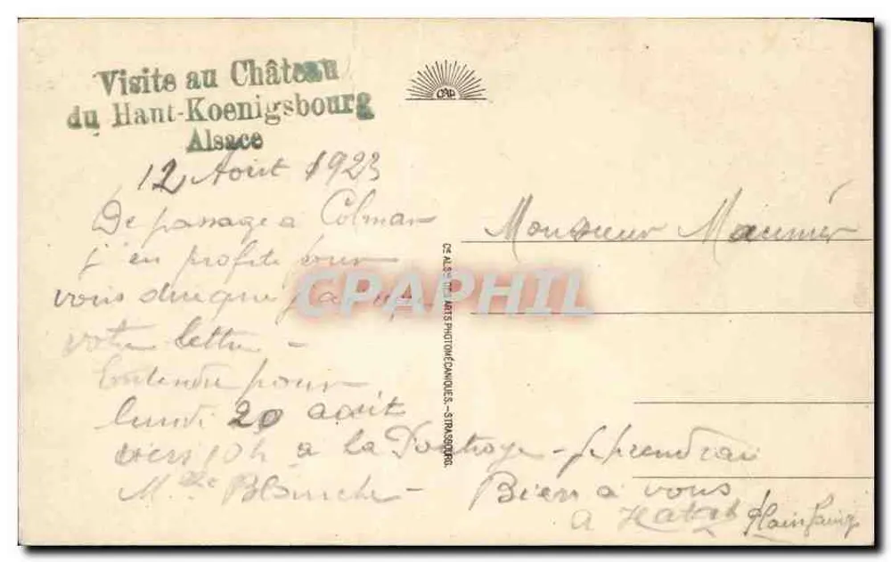 Hoch Koenigsbourg — Ansicht vom großen Bastion — CAP, Nr. 21 - Rückseite